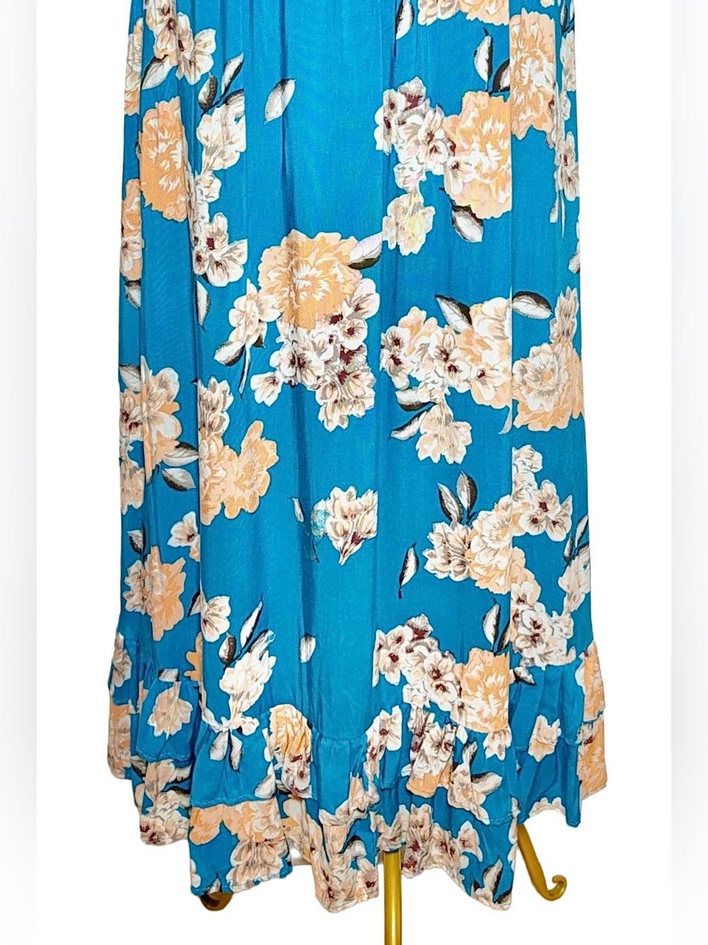 NWT Shyanne Blue Floral High-Low Midi Dress Boho Western Cottagecore Dress, L - Picture 9 of 13